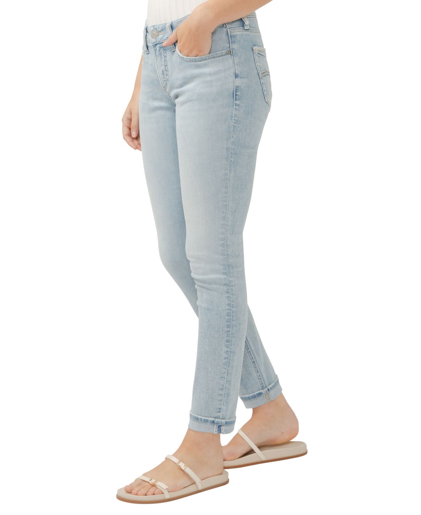 Женские джинсы Silver Jeans Co. Girlfriend Mid Rise Slim Leg, цвет: Индиго — фото 3