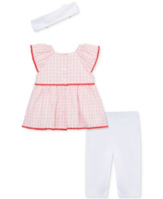 Baby Girls 3-Pc. Strawberry Check Top, Leggings & Headband Set