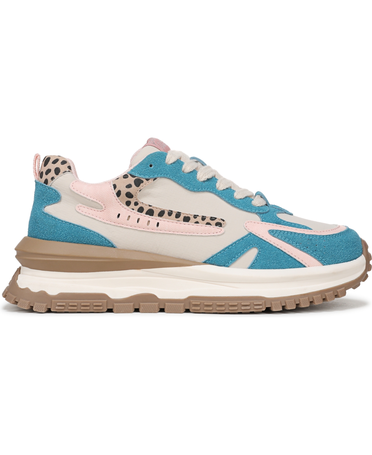 Blowfish Malibu Womens Pink Blue Retro Lace-up Sneakers -leo In Pink,blue Multi Microsuede,faux Leather-