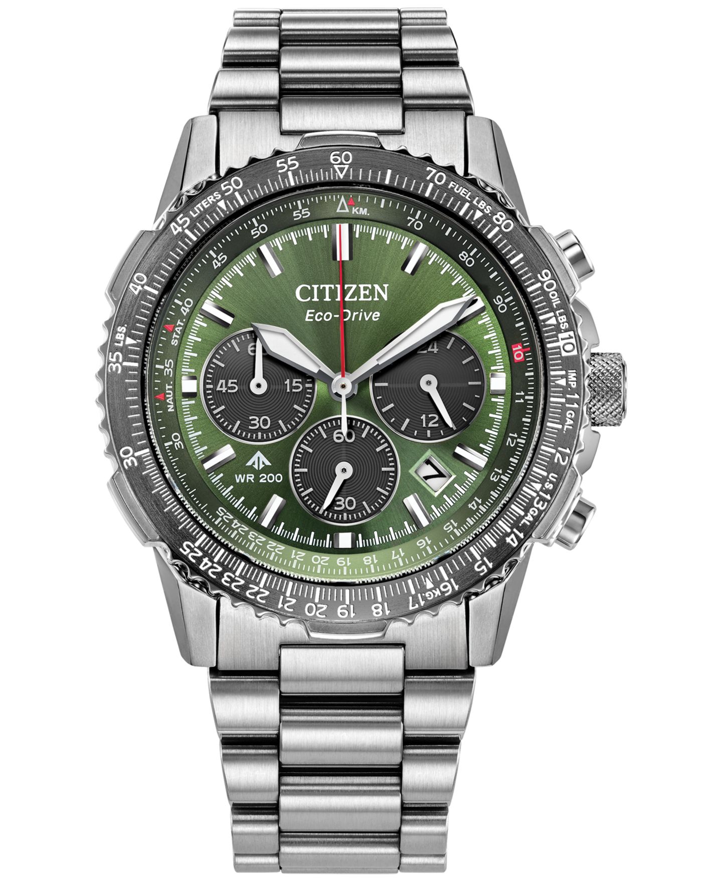 Мужские часы Citizen Promaster Eco Navihawk Chronograph Stainless Steel Bracelet Watch 40mm — фото 1