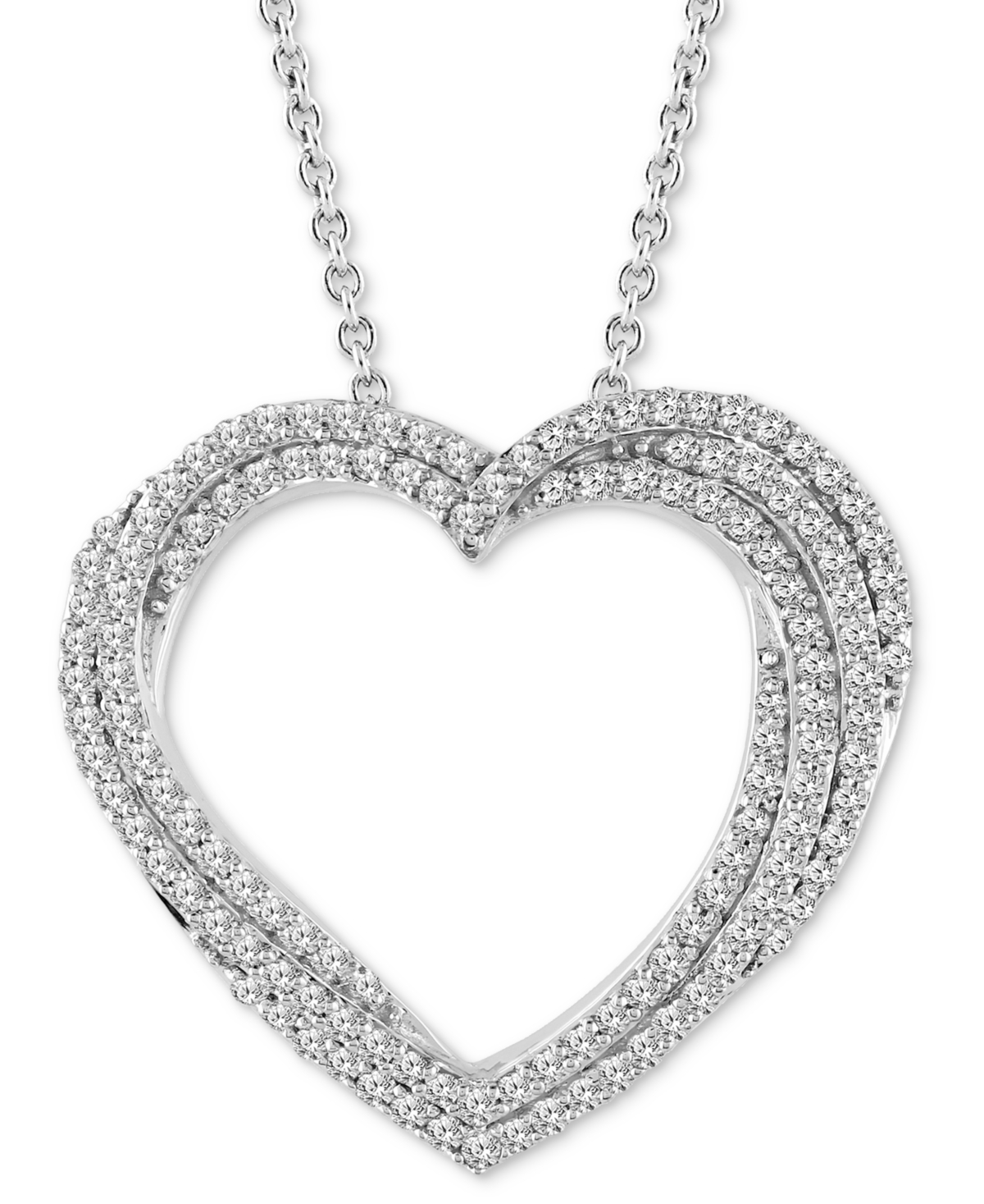 Macy's Diamond Multiple Heart Pendant Necklace (1/2 Ct. T.w.) In Sterling Silver Or 14k Gold-plated Sterlin In Sterling Silver
