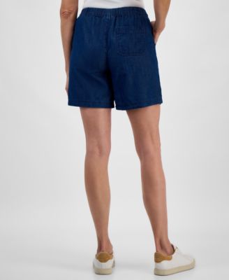 Women's Chambray Mid Rise Pull-On Shorts, Exclusively at Macy's