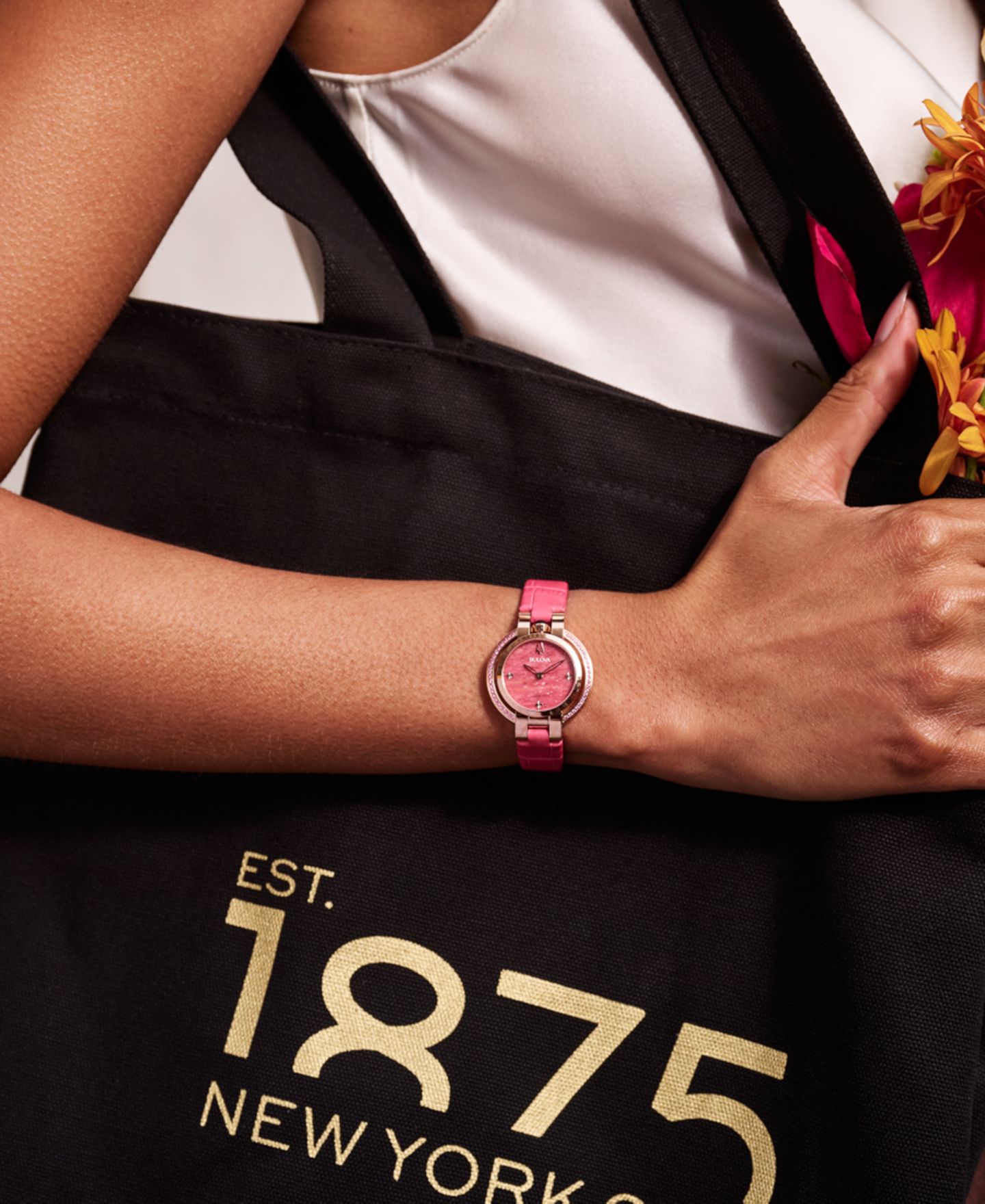 Женские часы Bulova 150th Anniversary Rubaiyat Pink Leather Strap Watch 31mm — фото 4