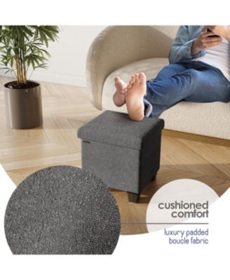 Rectangular Boucle Ottoman Storage Bench – Modern Foot Stool, Makeup Vanity Stool, Perfect for Living Room & Bedroom Decor