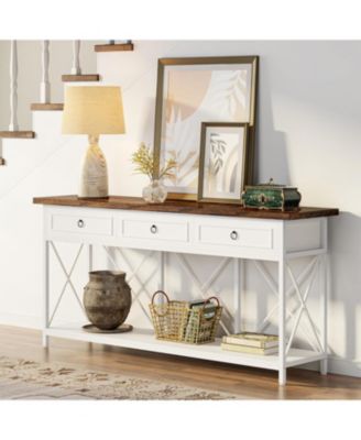 70.8" Console Table with 3 Drawers, Farmhouse Entryway Table with Storage Shelf, Narrow Long Sofa Foyer Table for Entryway, Hallway
