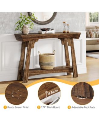 1 Pc Wood Console Table, 2-Tier Entryway Table with Shelf, Farmhouse Sofa Table