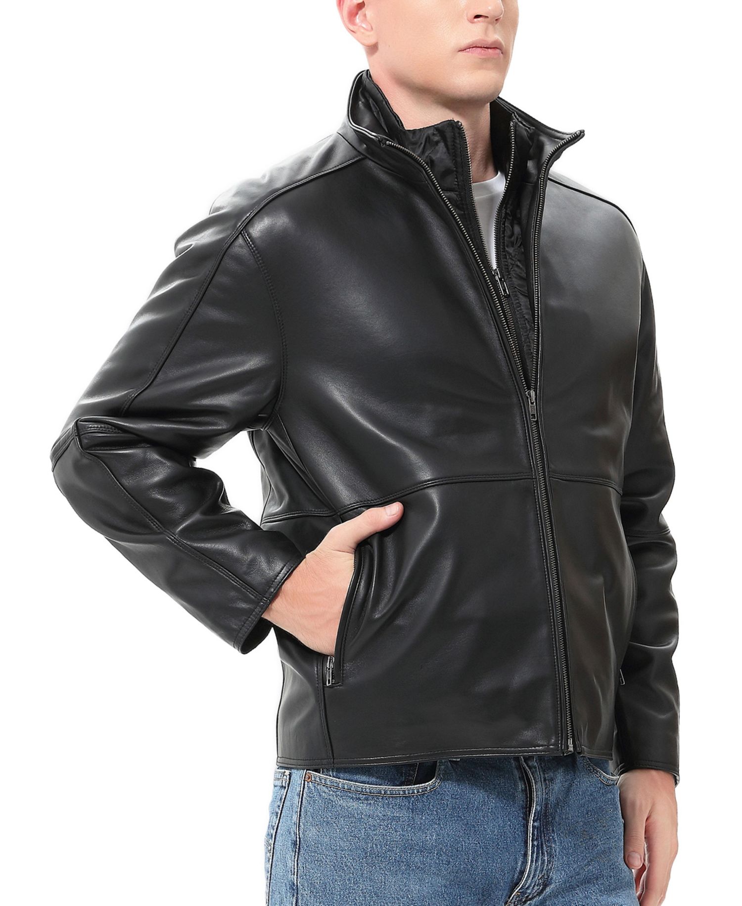 Men Blake Leather Hipster Jacket