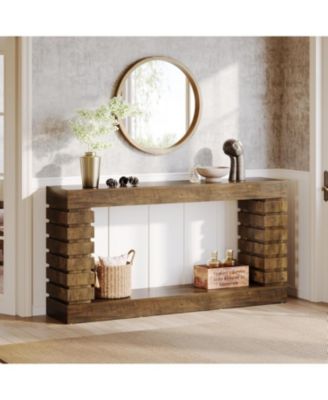 70.8-Inch Long Console Table, Wood Entryway Table with Storage, Narrow Sofa Table Couch Table for Living Room Entryway Hallway