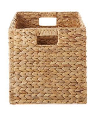 13&amp;#x22; x 13&amp;#x22; Water Hyacinth Storage Baskets, Natural - Set of 6 Collapsible Cube Organizers, Woven Bins for Bathroom, Bedroom, Laundry, Pantry, Shelves