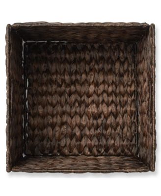 Collapsible Woven Water Hyacinth Storage Baskets, 13" x 13" Cube Organizers for Bathroom, Bedroom, Laundry, Pantry, Shelves