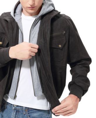 Men Civic Distressed Leather Bomber Jacket