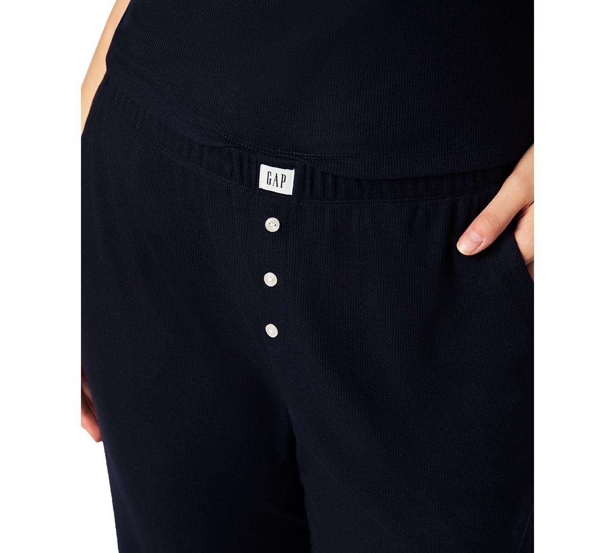 Shop Gap Women's Ribbed Mid-rise Lounge Pajama Pants In Navy