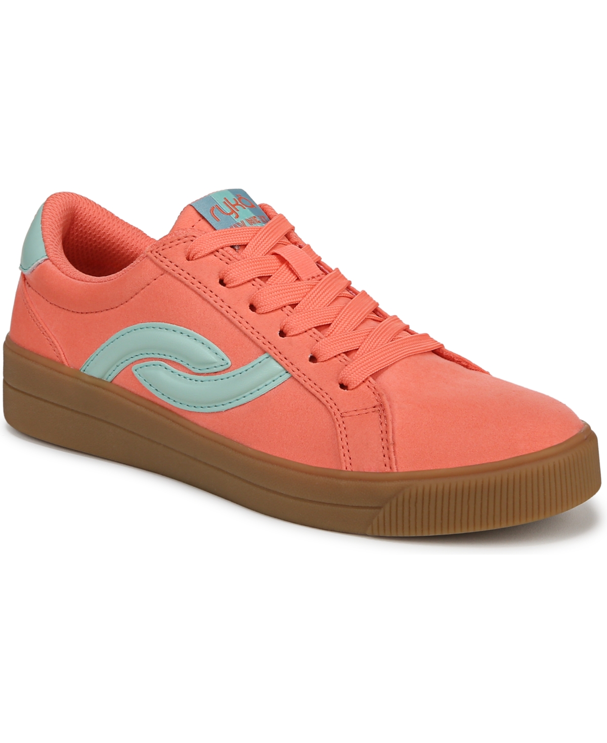Ryka Women's Viv Next Court Lace Up Inspired Sneakers In Coral Mint Microfiber Fabric