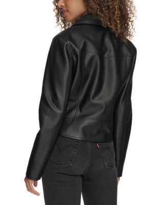Women's Faux-Leather Asymmetric-Zip Moto Jacket