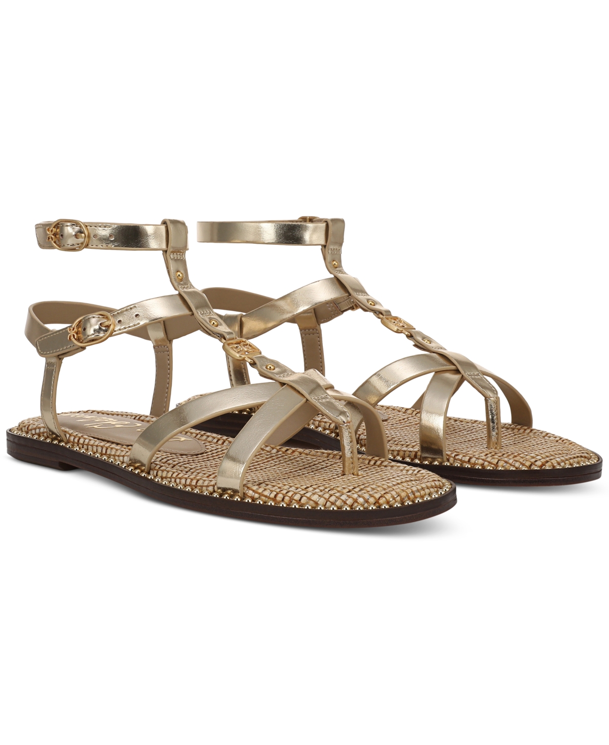 Women's Teeni Strappy Flat Sandals - Amber Gold Leather