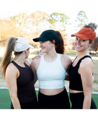 Women's Adjustable High Ponytail Running Hat - Black