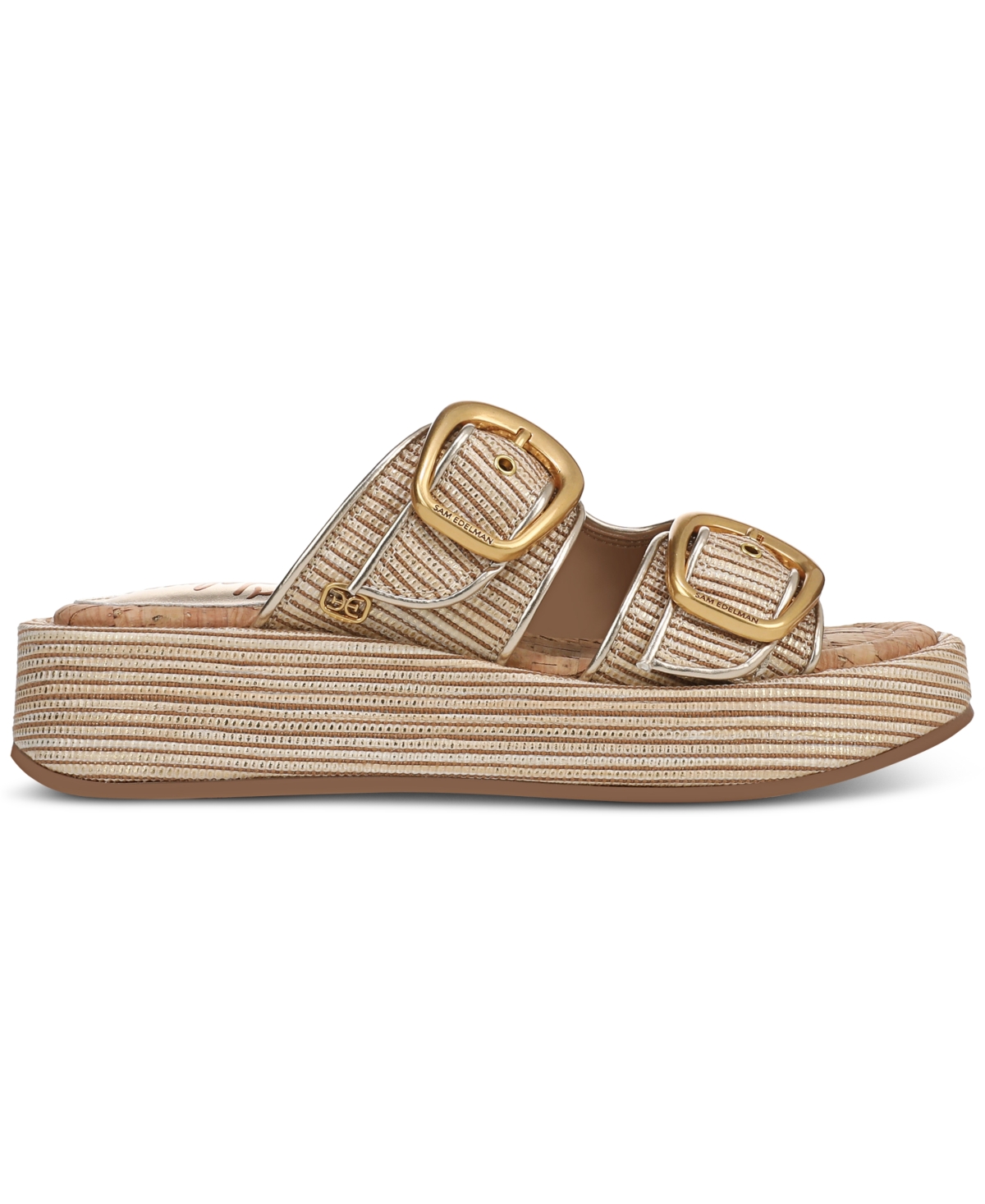 Sam Edelman Nerissa Two-strap Platform Sandal In Sunny Gold Faux Raffia