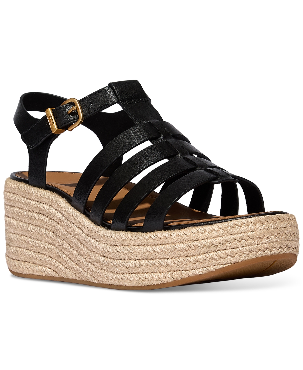 Women's Platform Espadrille Leather Wedge Sandals - Deep Tan