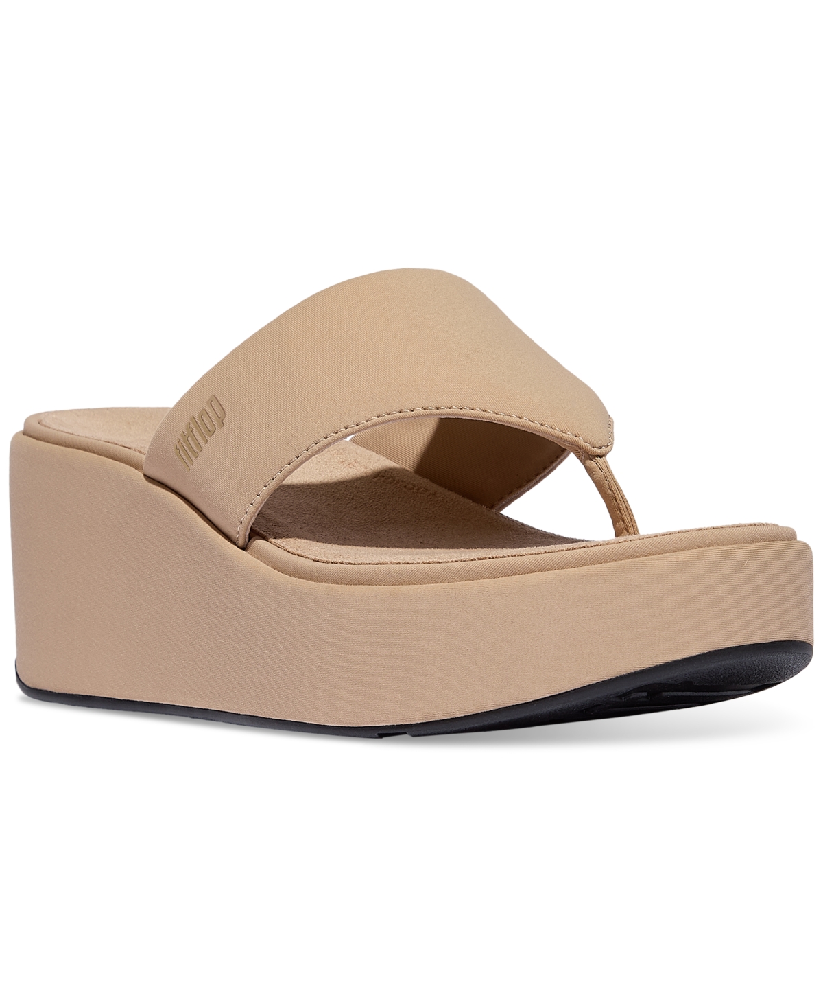 Fitflop Platfforms Womens Wedge Toe-post Sandals In Classic Beige