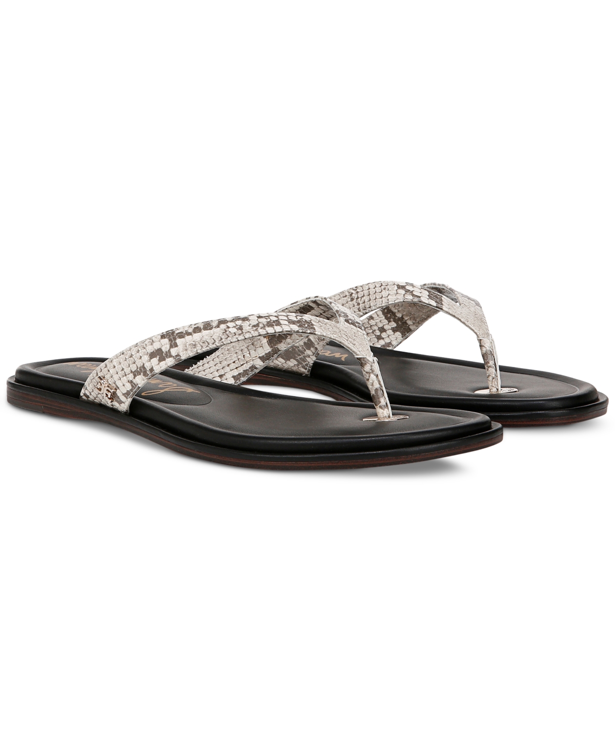 Shop Sam Edelman Women's Remi Thong Flat Sandals In Roccia Snake Leather