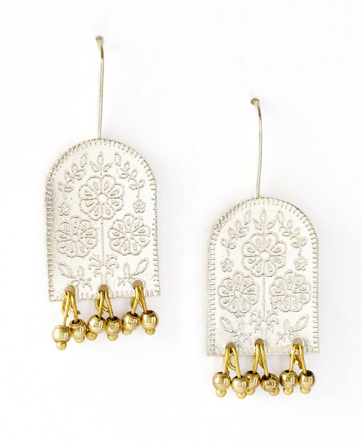 Two Tone Haveli Etched Statement Earrings - Open Miscellaneous