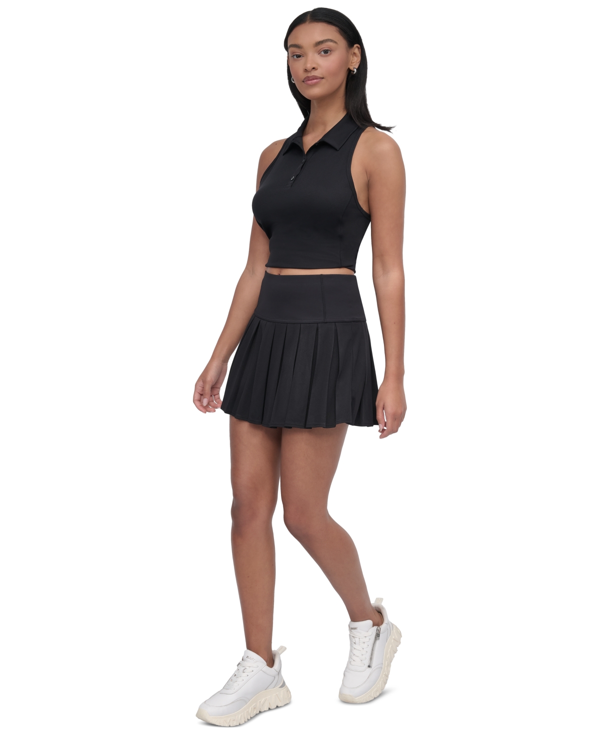 Sport Women's Court Pique-Knit Pleated Tennis Skort - Black