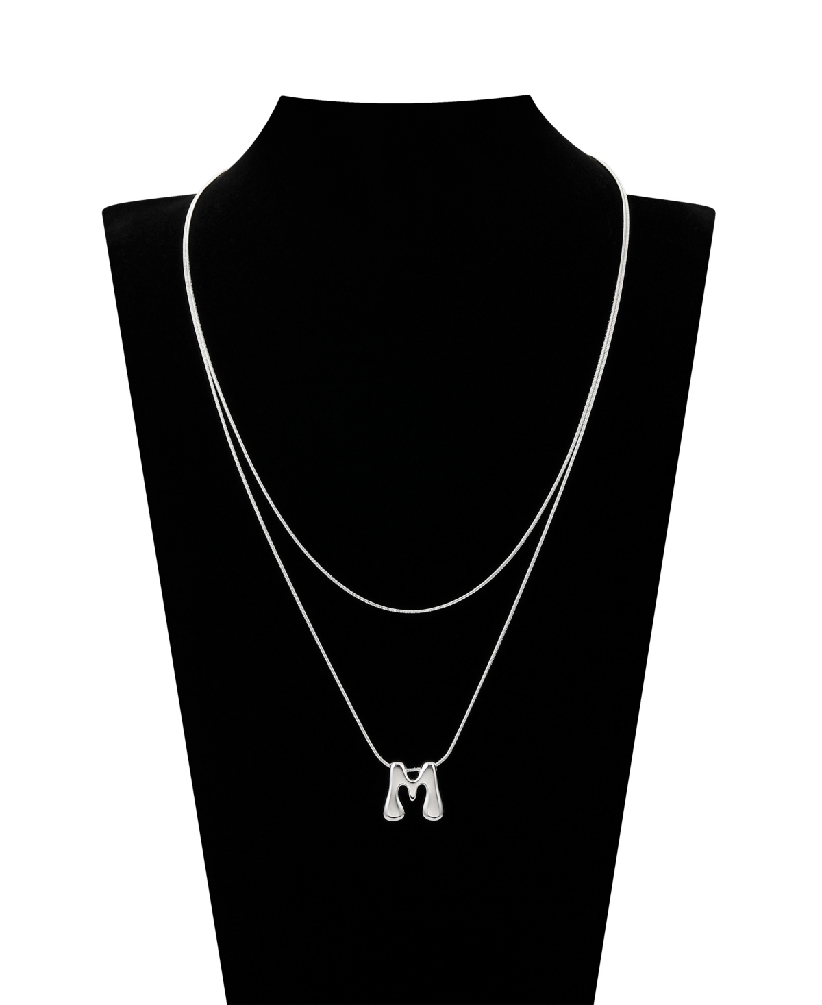 Unwritten X Moda Sport Silver Tone Water Resistant Initial Layered Necklace In Silver M