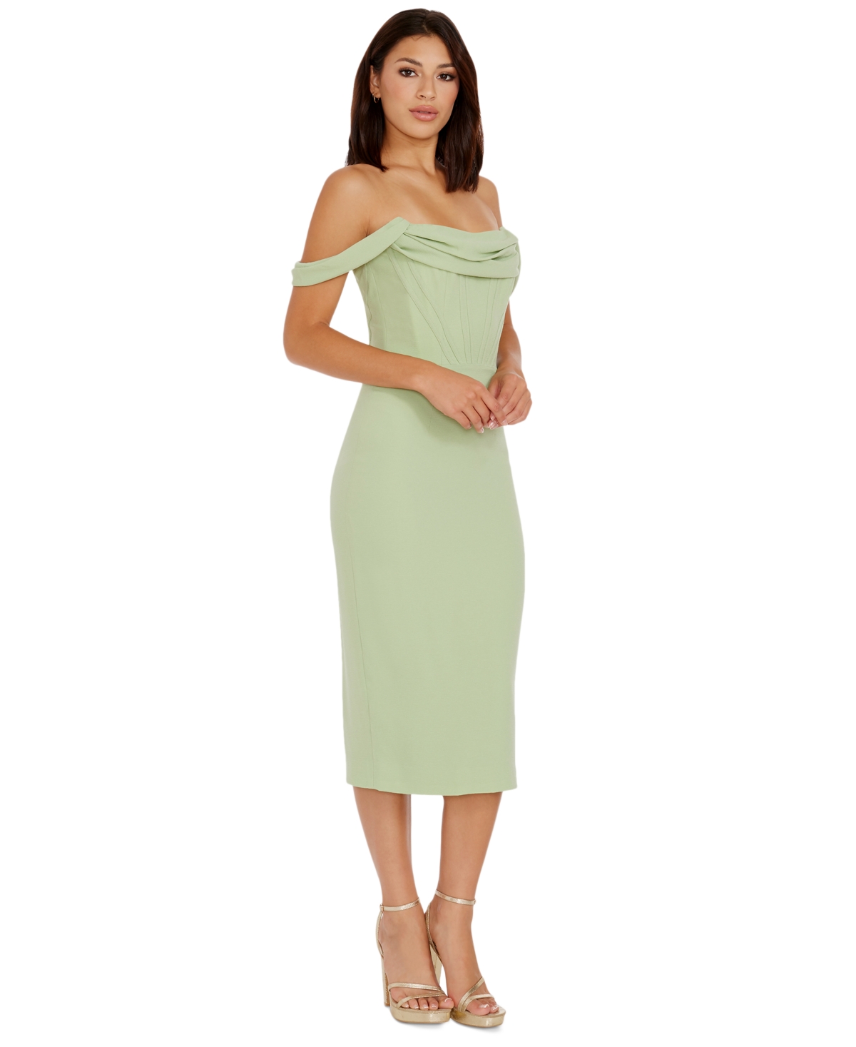 Shop Dress The Population Women's Vickie Off-the-shoulder Dress In Sage