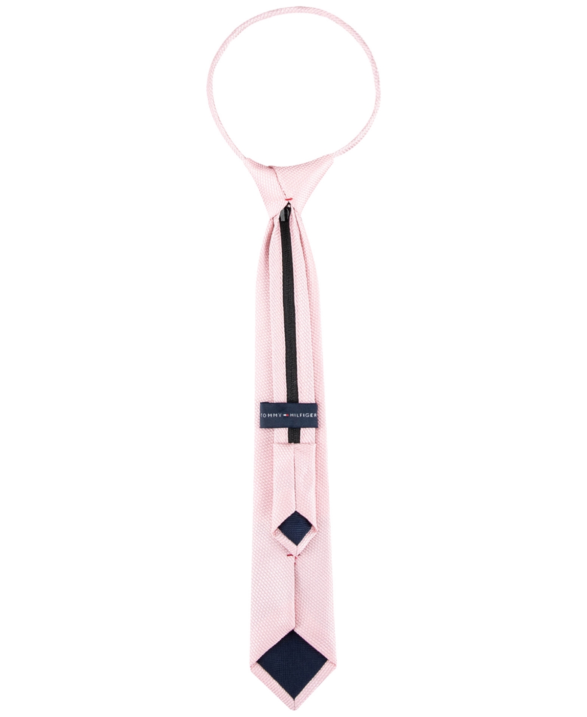 Tommy Hilfiger Boys Textured Solid Pre-tied Zipper Tie In Pink