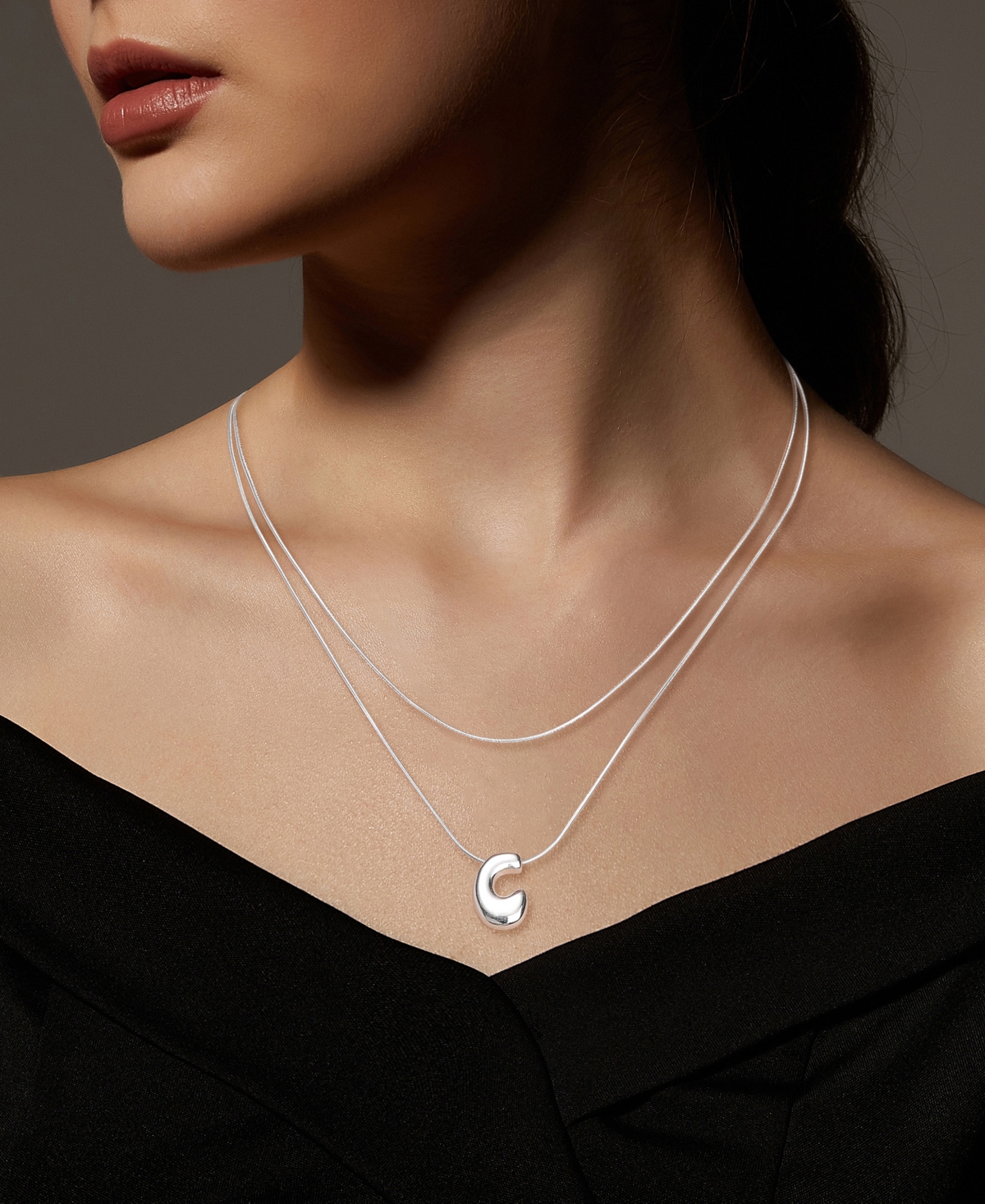 Unwritten X Moda Sport Silver Tone Water Resistant Initial Layered Necklace In Silver C