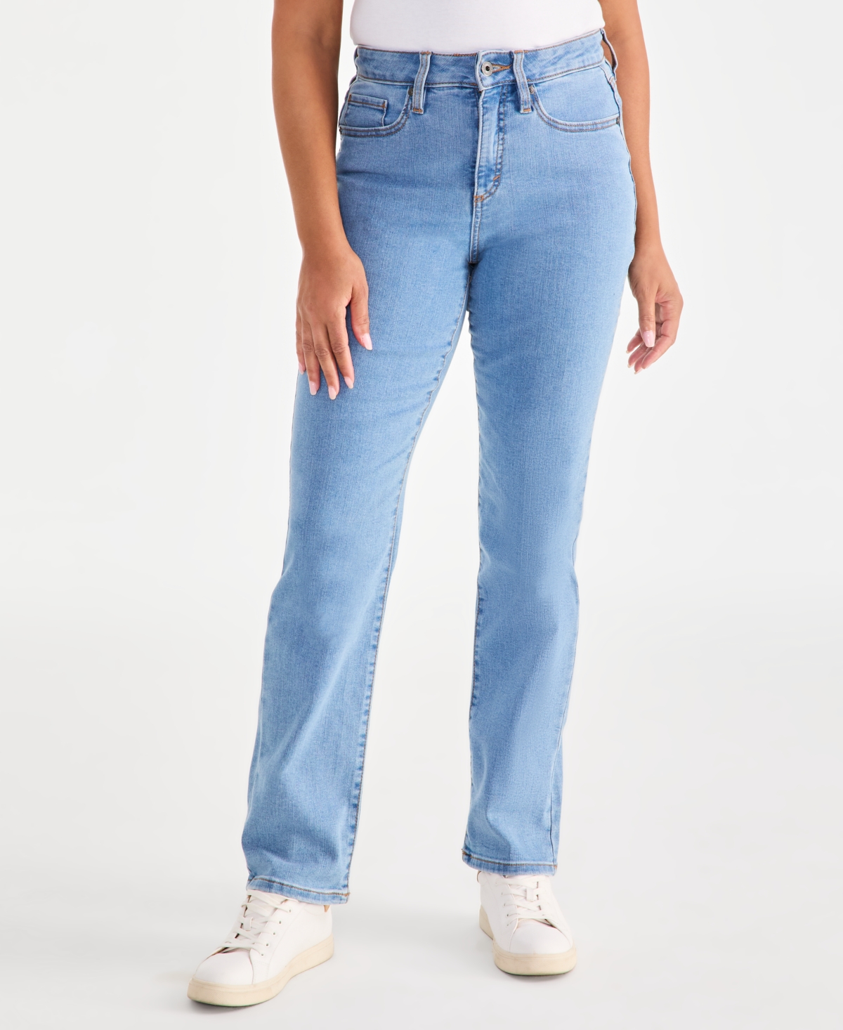 Shop Style & Co Women's High Rise Straight-leg Jeans, Regular, Short And Long Lengths, Created For Macy's In Light Wash