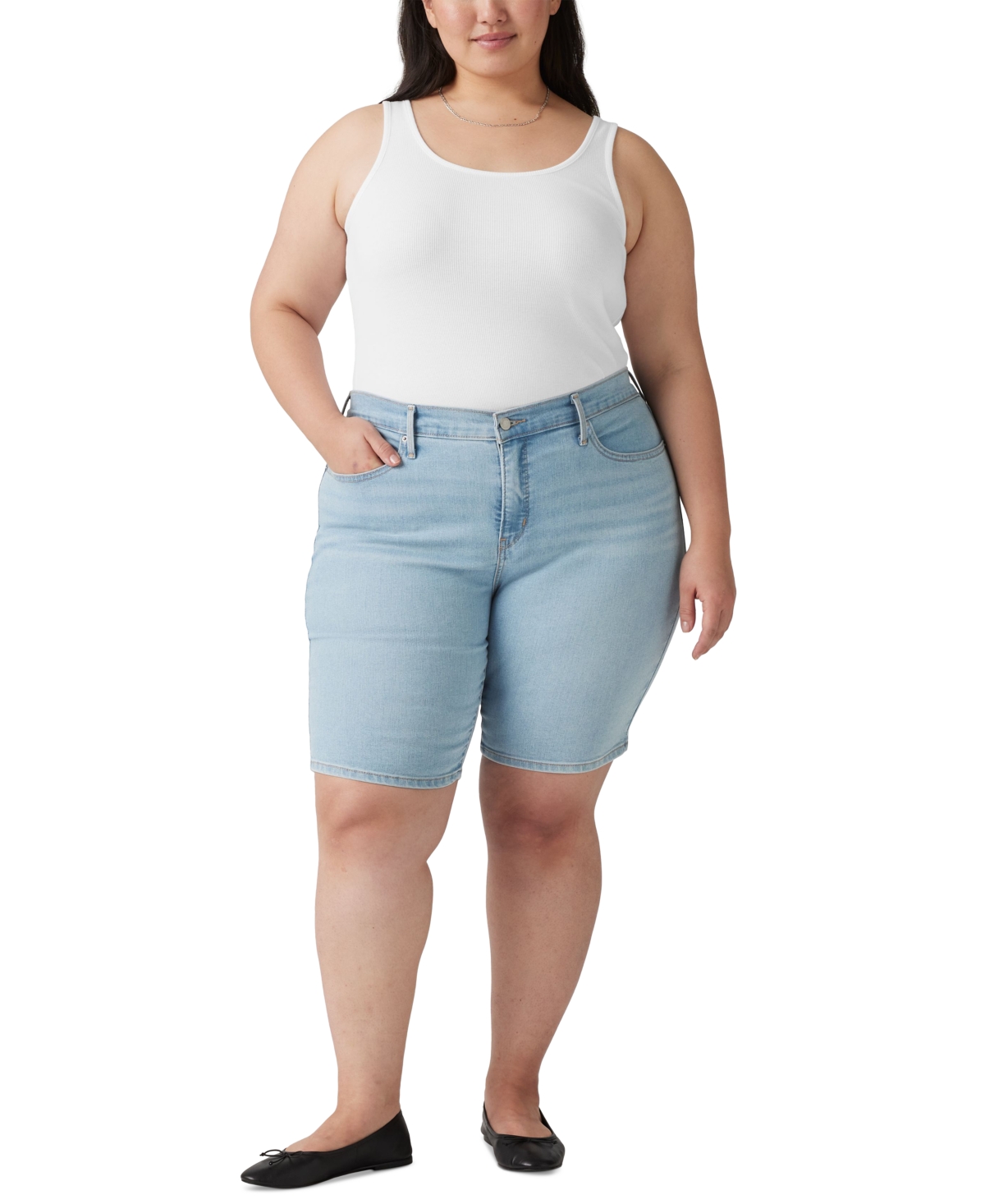 LEVI'S PLUS SIZE HIGH-RISE SHAPING BERMUDA SHORTS 