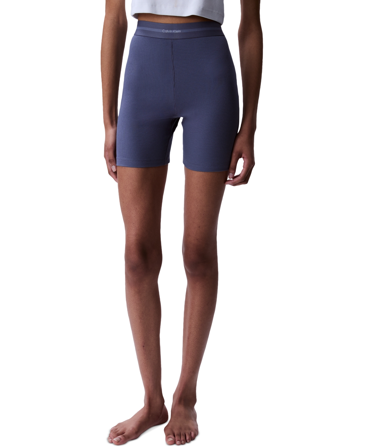 Calvin Klein Women's Ribbed Bike Shorts Qs7216 In Grisaille