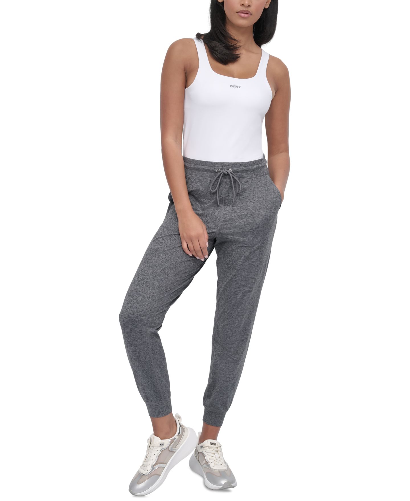Женские брюки DKNY Spacedye High-Waist Fitted Slim, цвет: Чёрный — фото 2