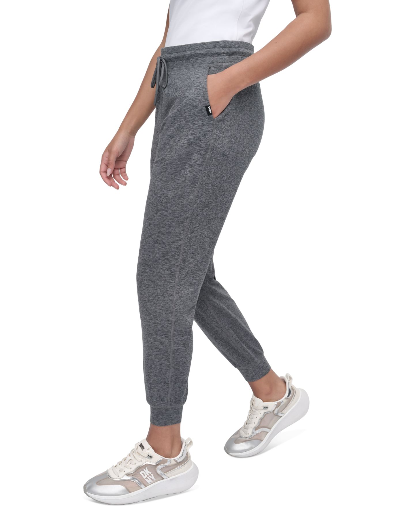 Женские брюки DKNY Spacedye High-Waist Fitted Slim, цвет: Чёрный — фото 6
