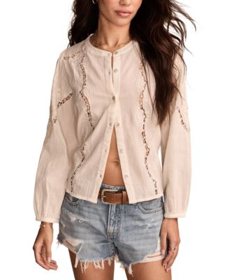 Lucky Brand - Women's Cotton Oversized Eyelet-Embroidered Shirt