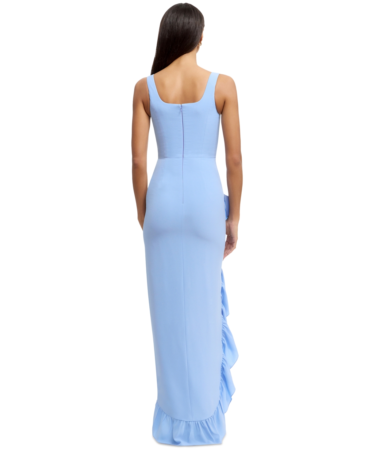 DRESS THE POPULATION WOMEN'S CHARLENE RUFFLED HIGH-LOW GOWN 