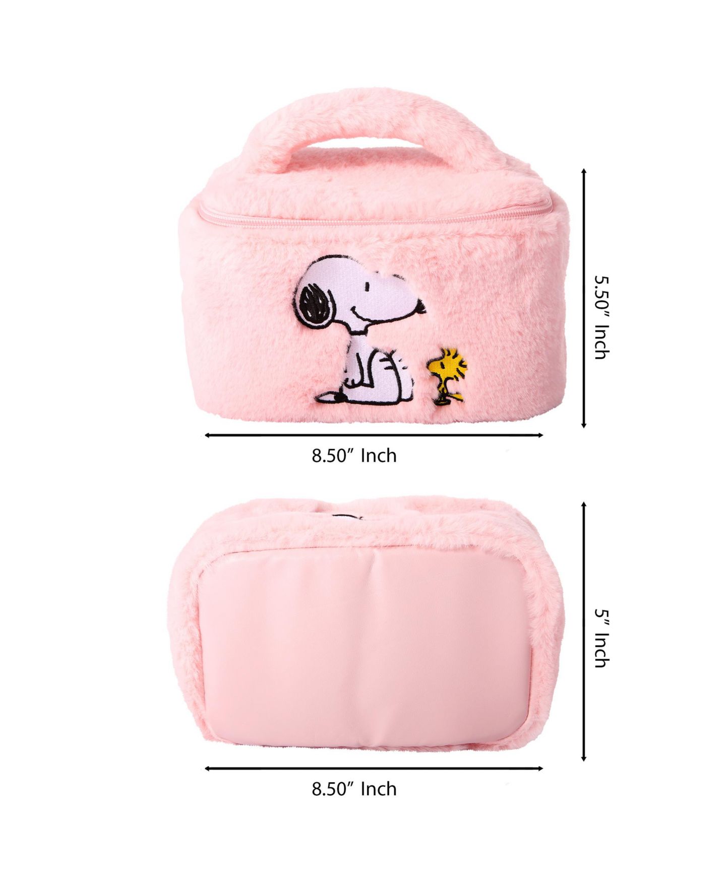 Сумка Peanuts Snoopy Fluffy Cosmetic for Travel - Soft Plush Toiletry Makeup Cosmetic Jewelry Pouch — фото 7