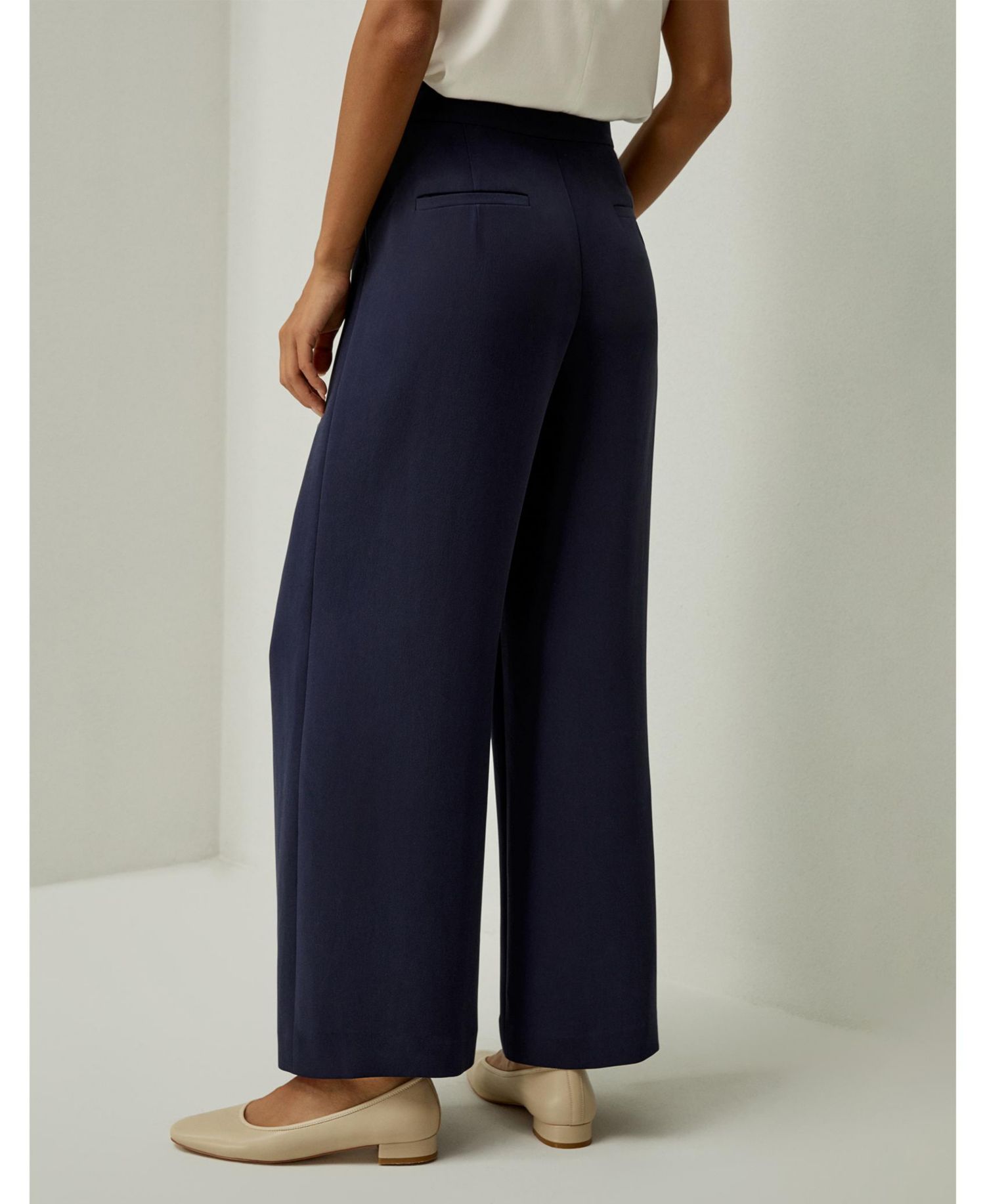 Women's Mid Rise Wide Leg Tailored Silk Pants