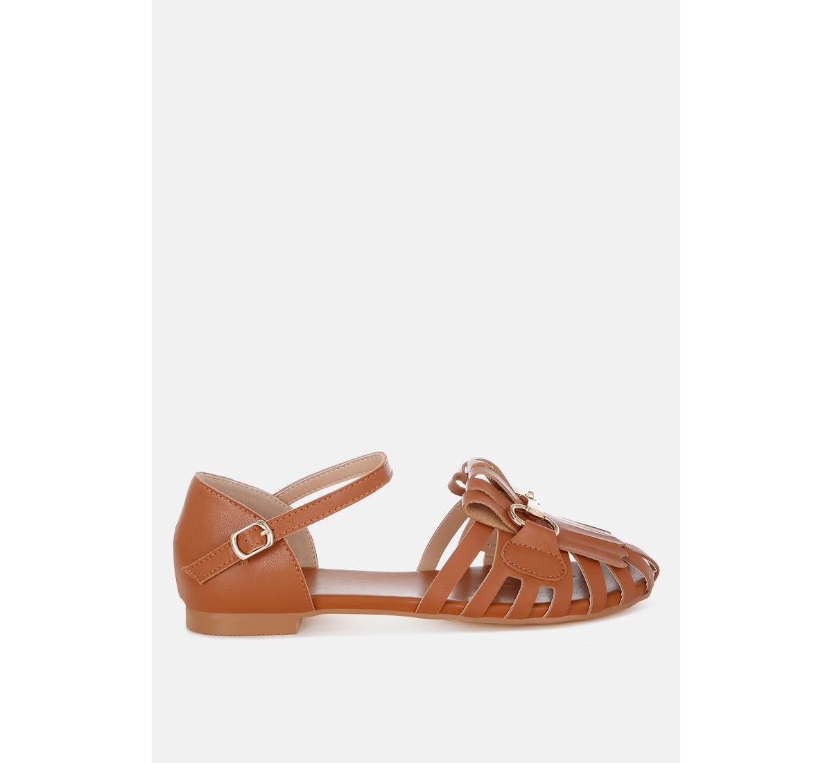 Ramita Horsebit Fringe Flat Sandals - Tan