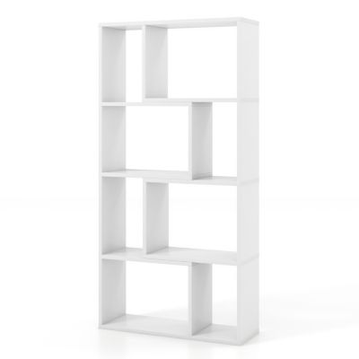 4-Tier Geometric Bookshelf with 8 Open Cubes for Living Room or Bedroom Storage