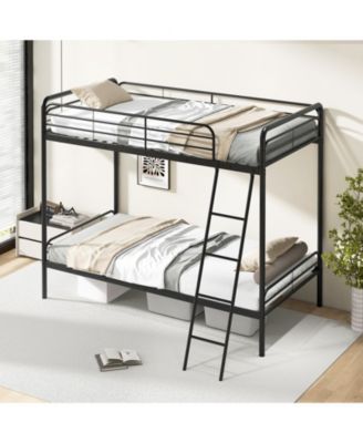 Space-Saving Heavy Duty Metal Bunk Bed with Built-In Ladder