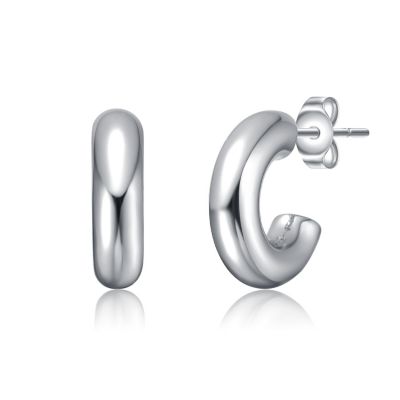 Slim Mini Tubular C-Hoop Earrings in White Gold Plated or 14K Gold Plated