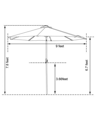 9ft Patio Umbrella Outdoor Market 32 LED Solar Umbrella with Tilt and Crank(Orange Red)