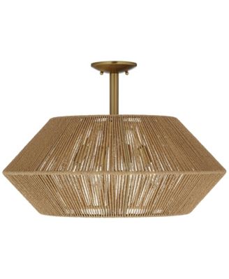 Possini Euro Pedro 24" Wide Brass and Rattan 4-Light Ceiling Light - Possini Euro Design