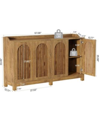 Sideboard Buffet Cabinet, 57" Farmhouse Storage Cabinet with Shutter Doors and Adjustable Shelf, Freestanding Storage Cabinet