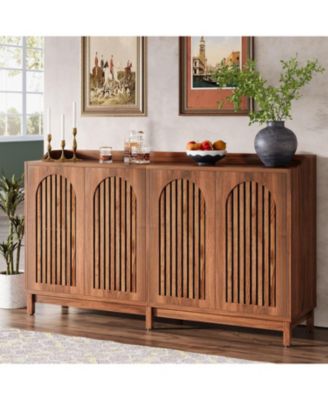 Sideboard Buffet Cabinet, 57" Farmhouse Storage Cabinet with Shutter Doors and Adjustable Shelf, Freestanding Storage Cabinet