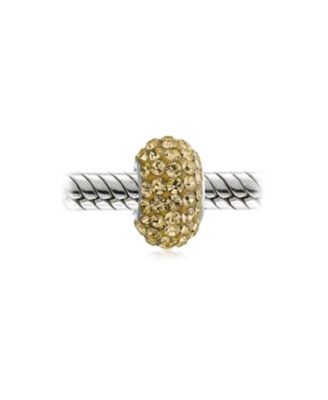 Solid Color Pave Crystal Spacer Bead Charm Bracelet with Sterling Core