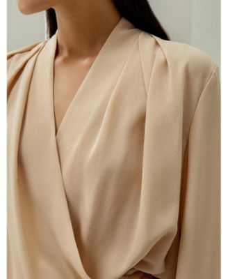 Women's Silk Crepe de Chine Long Sleeve Blouse