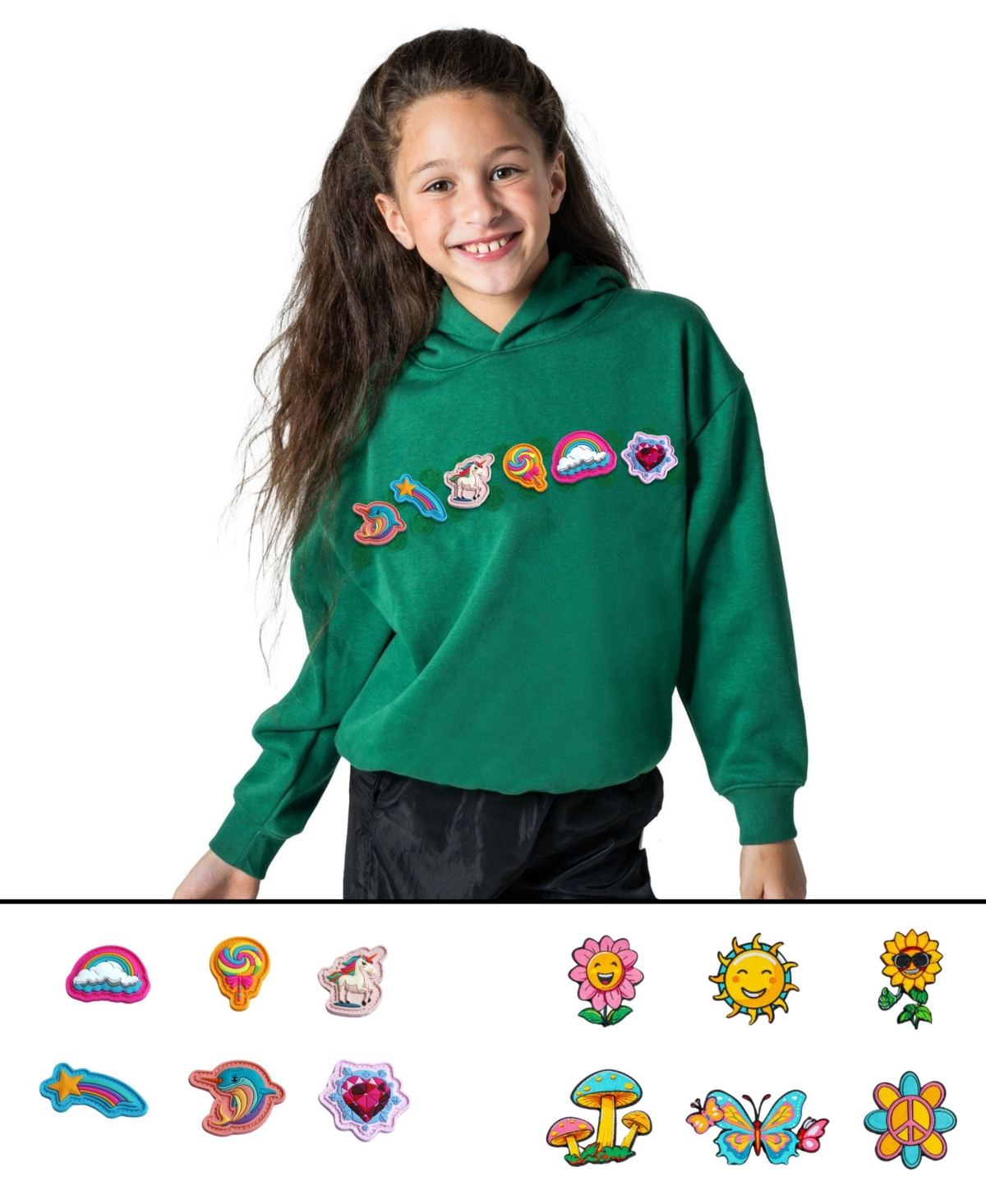 Rabble Clothing Unisex Customizable Hoodie Bundle With Flower Power And Magic Wonders Dabblz In Precious Emerald